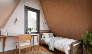 A-Frame-Cabin-bedroom-view