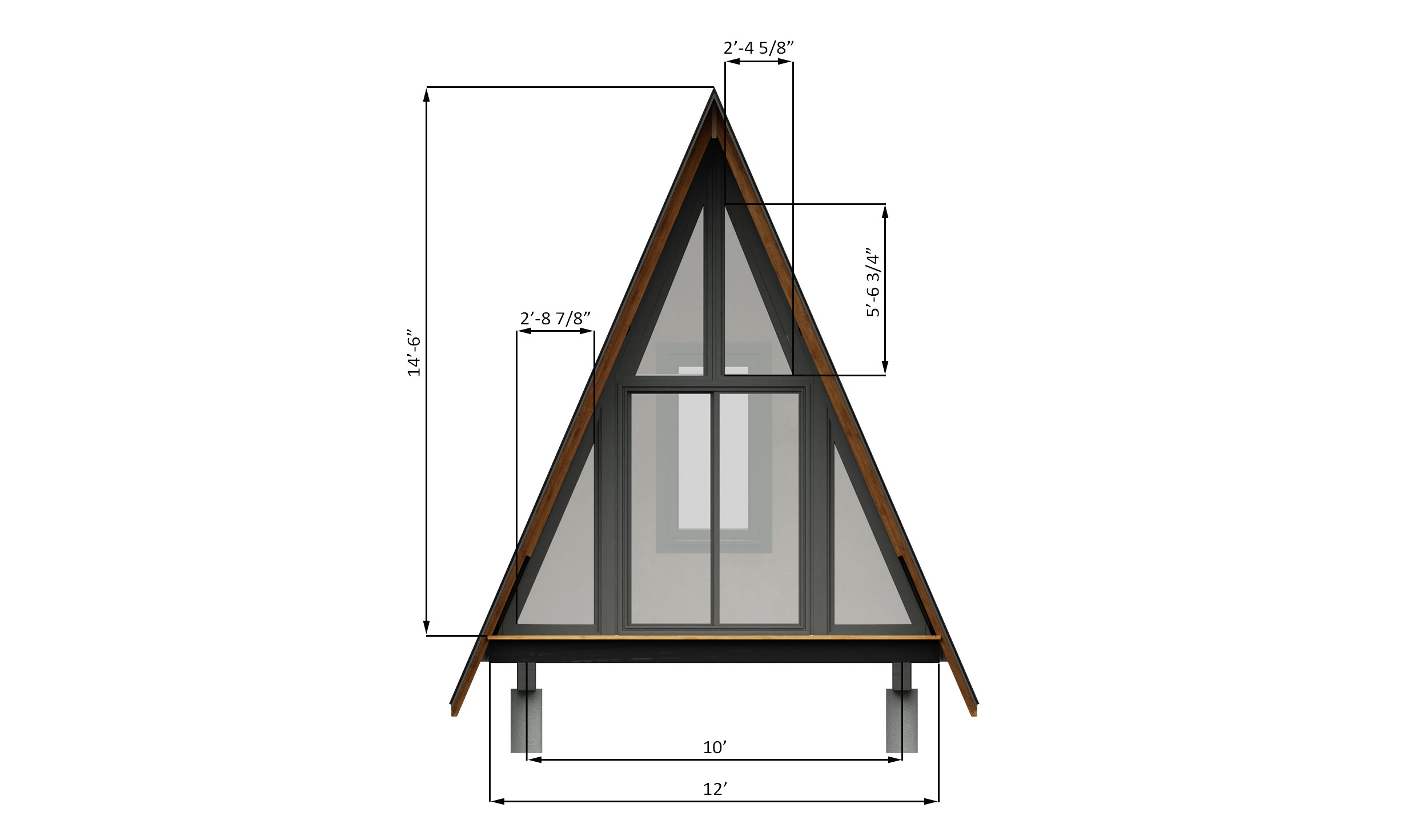 Minimalist A-Frame Cabin Plans with Small Porch - Smallhouseplan.com, image size:2500x1471