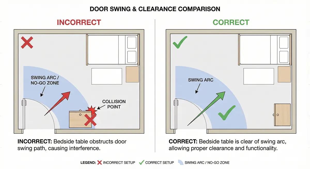 DOOR SWING & CLEARANCE COMPARISON